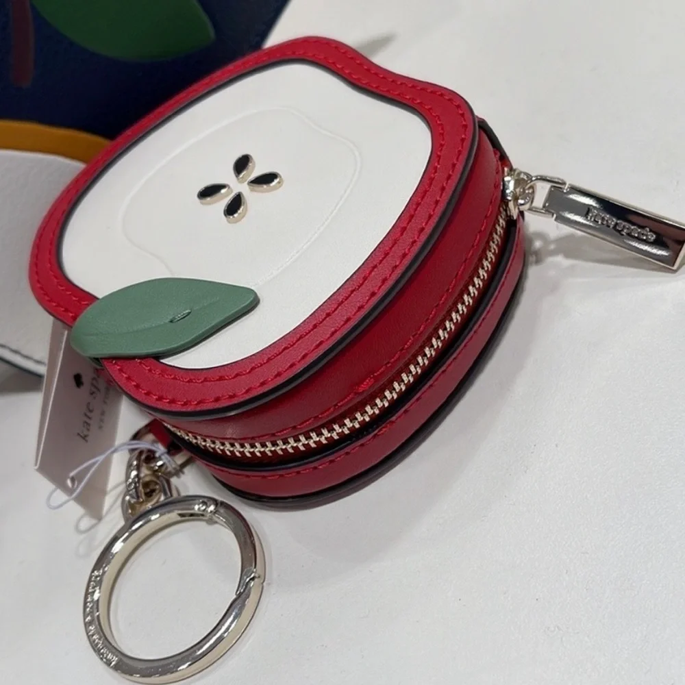 Kate Spade NOVELTY Red Honey crisp sliced apple key chain bag charm/coin purse - Picture 15 of 16
